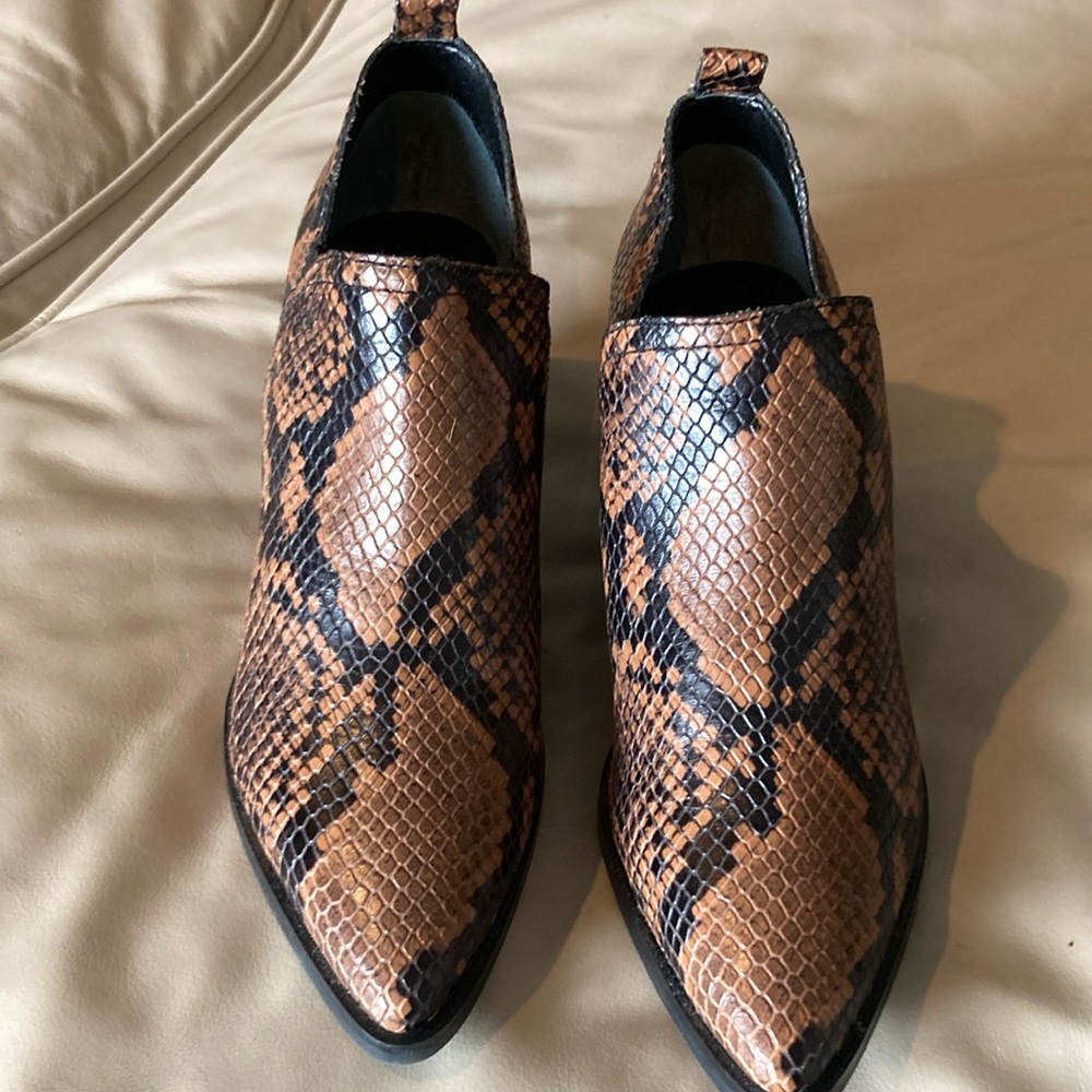 Marc Fisher Snakeskin Brown Ankle Boots